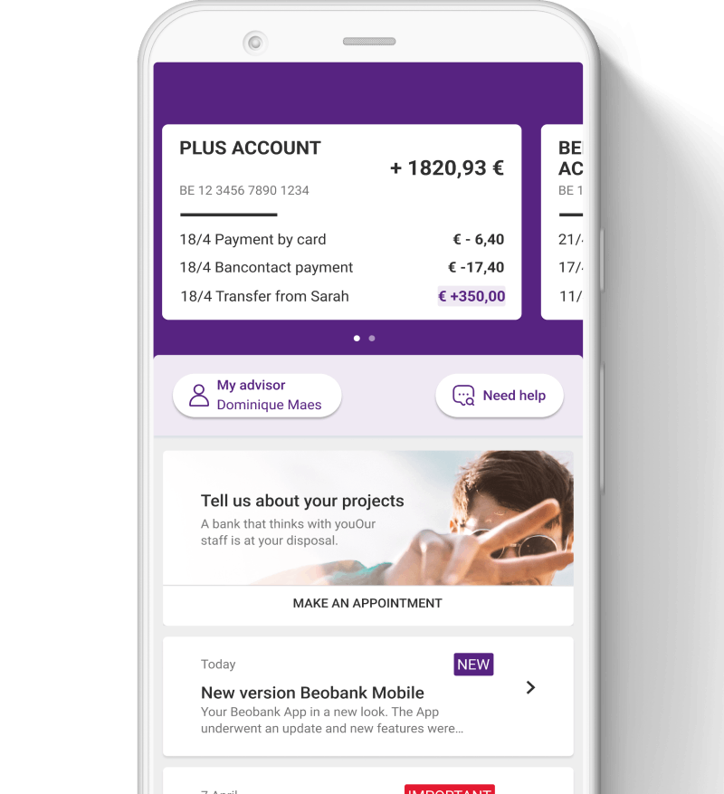Beobank mobile app preview